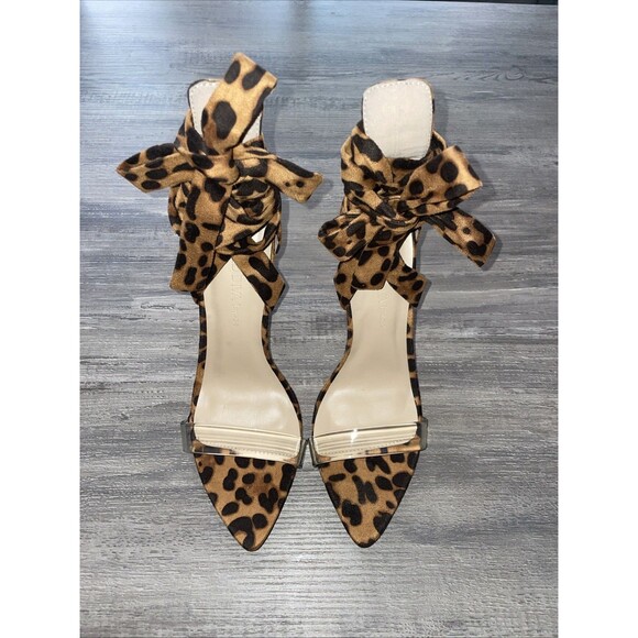 HALARA Shoes - Wild Diva Lounge Morrina-01 Leopard Clear Strap Lace Up High Heels Size 8